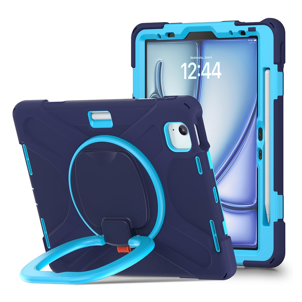 Funda antigolpes 3 en 1 con soporte giratorio 360º para iPad Air 11 2024/2025/2026 / iPad Pro 11 2018-2022 / iPad Air 4/5 10.9 - Azul marino