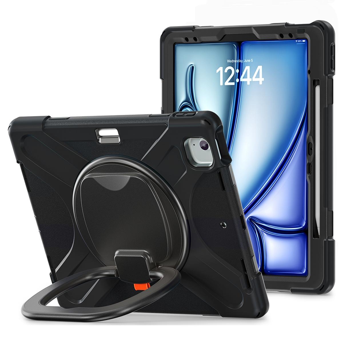 Funda antigolpes 3 en 1 con soporte giratorio 360º para iPad Air 13 2024/2025/2026 / iPad Pro 12.9 2018-2022 - Negra
