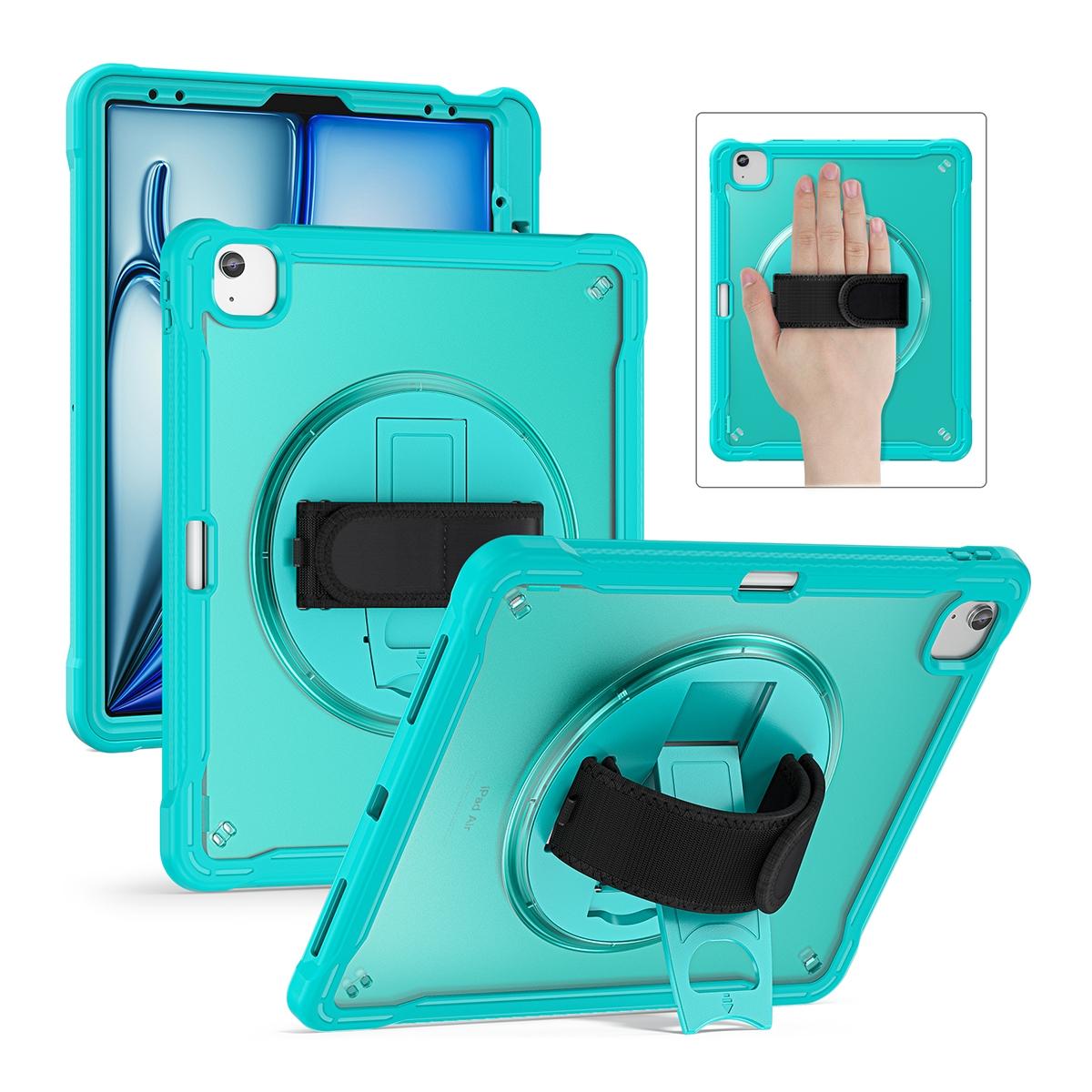 Funda 2 en 1 con soporte giratorio 360º y banda de mano para iPad Air 13 2024/2025/2026 / iPad Pro 12.9 2018-2022 - Azul claro