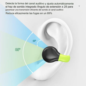 Auricular Bluetooth con clip y pantalla digital binaural de negocios con compartimento de carga (negro + verde)