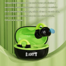 Cargar imagen en el visor de la galería, Auricular Bluetooth con clip y pantalla digital binaural de negocios con compartimento de carga (negro + verde)