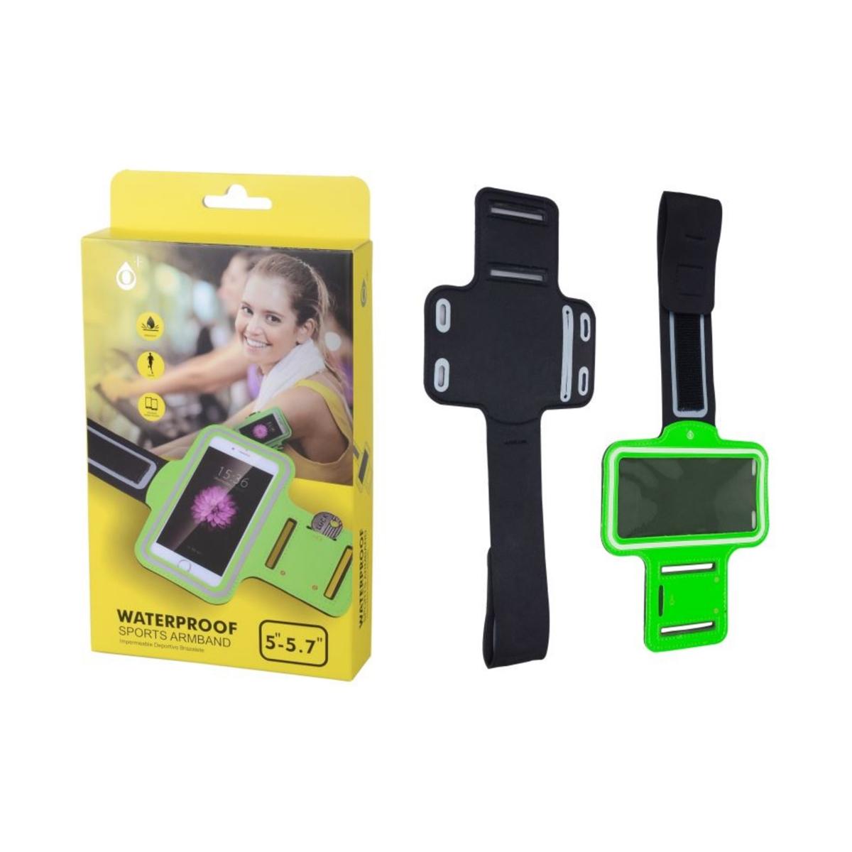 Funda brazalete deportiva para móvil de 5" a 5.7" (verde/azul/gris)