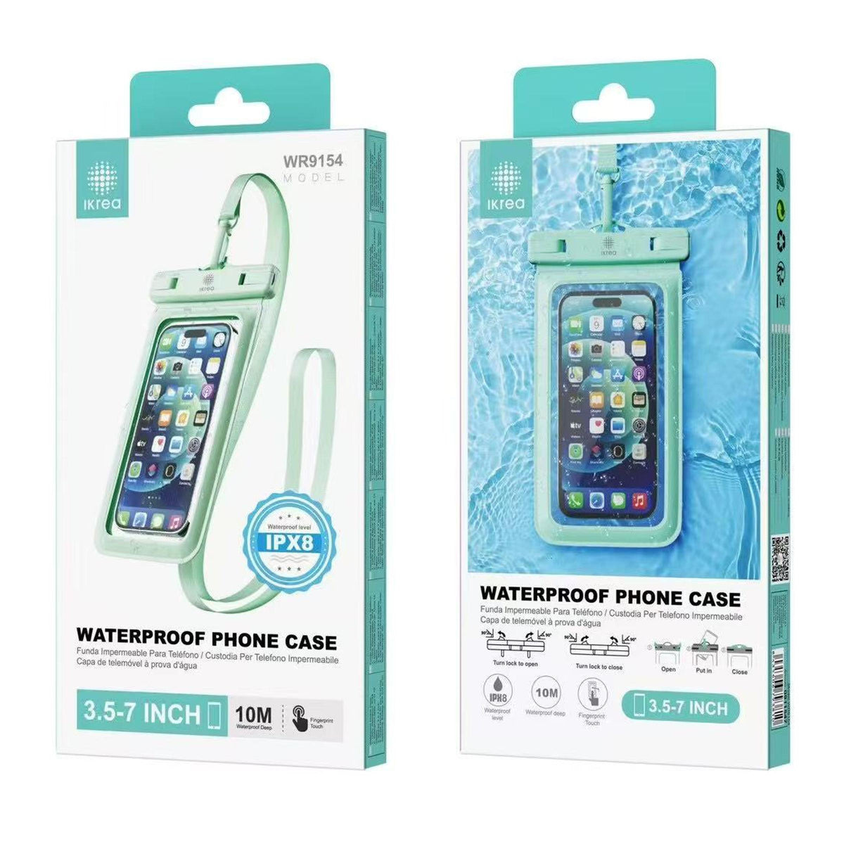 Funda impermeable con correa para móvil - Verde
