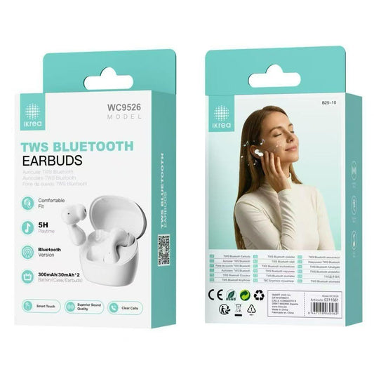 Ikrea WC9526 Auriculares Inalámbricos TWS Bluetooth 5 Horas Blanco