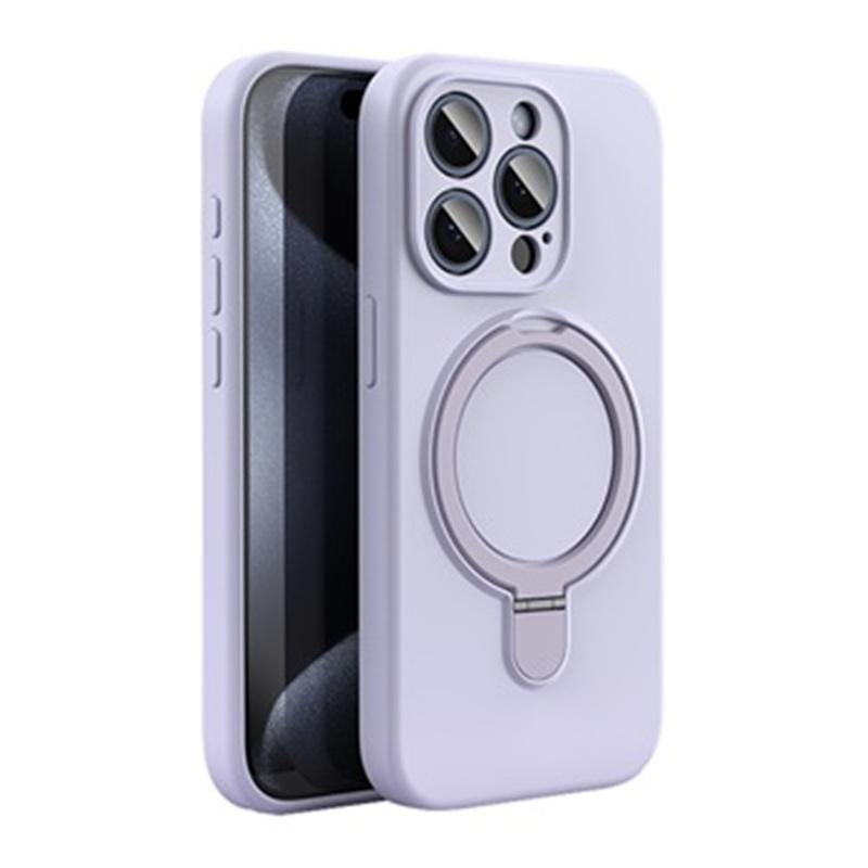 Funda de silicona con soporte anillo para iPhone 16 Pro - Morada