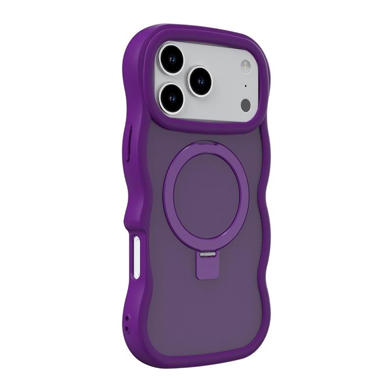 Funda ondulada con soporte anillo para iPhone 17 - Morada