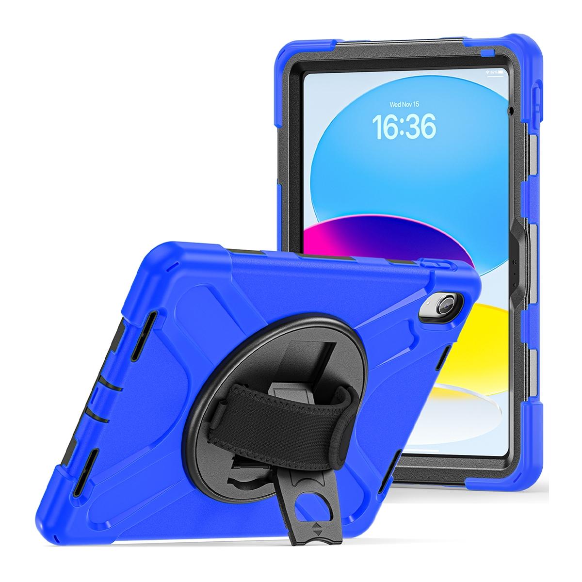 Funda antigolpes 3 en 1 con soporte giratorio 360º y correa de mano ajustable para iPad 10ª gen. 2022 10.9" / iPad 11 2025 - Azul