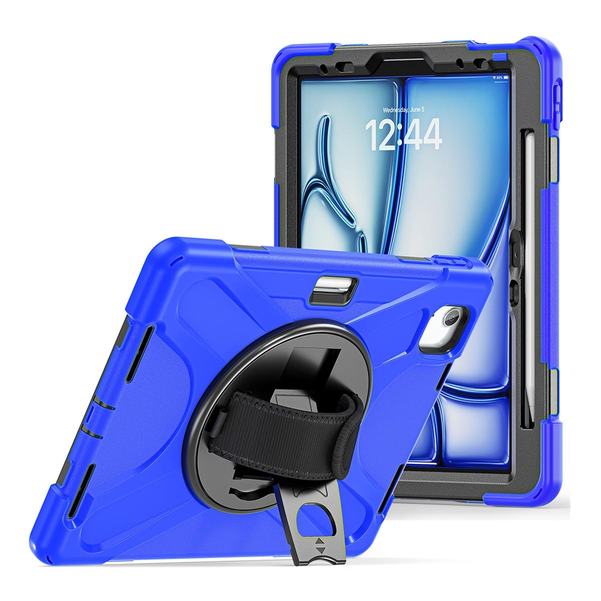 Funda antigolpes 3 en 1 con soporte giratorio 360º y correa de mano ajustable para iPad Air 11 2024/2025/2026 / iPad Pro 11 2018-2022 / iPad Air 4/5 10.9 - Azul
