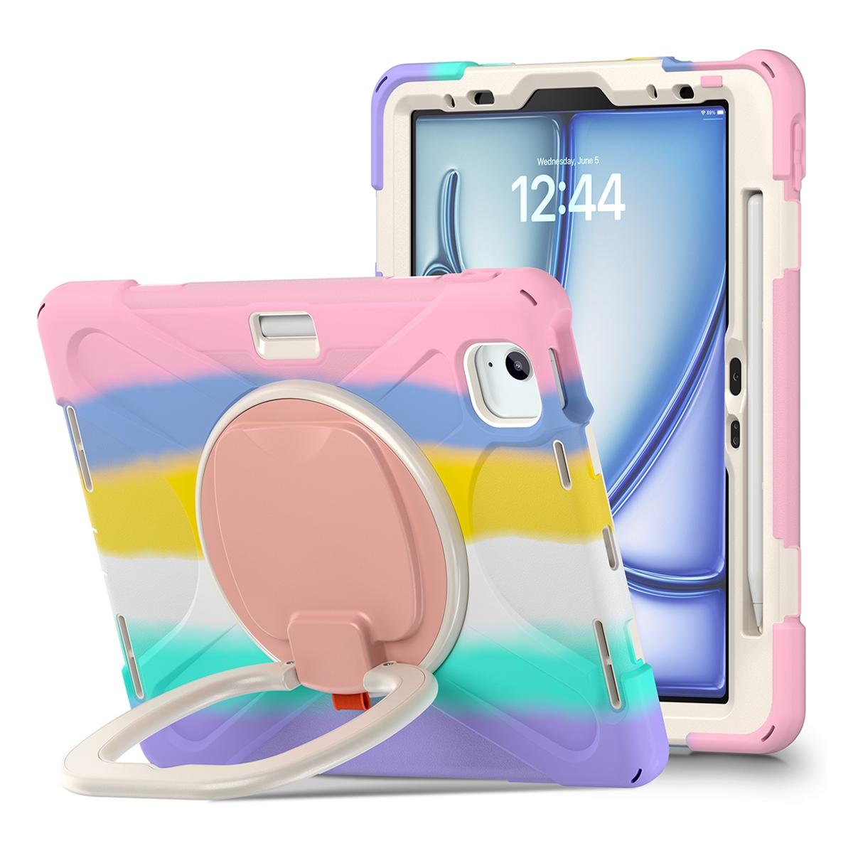 Funda antigolpes 3 en 1 con soporte giratorio 360º para iPad Air 11 2024/2025/2026 / iPad Pro 11 2018-2022 / iPad Air 4/5 10.9 - Rosa iridiscente