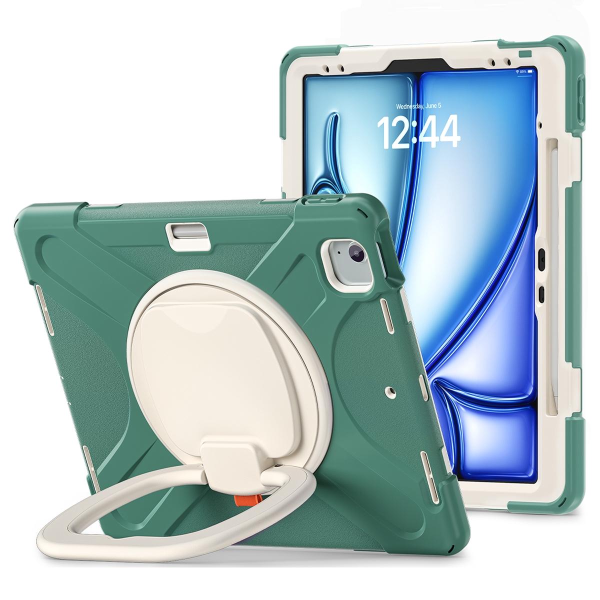 Funda antigolpes 3 en 1 con soporte giratorio 360º para iPad Air 13 2024/2025/2026 / iPad Pro 12.9 2018-2022 - Verde