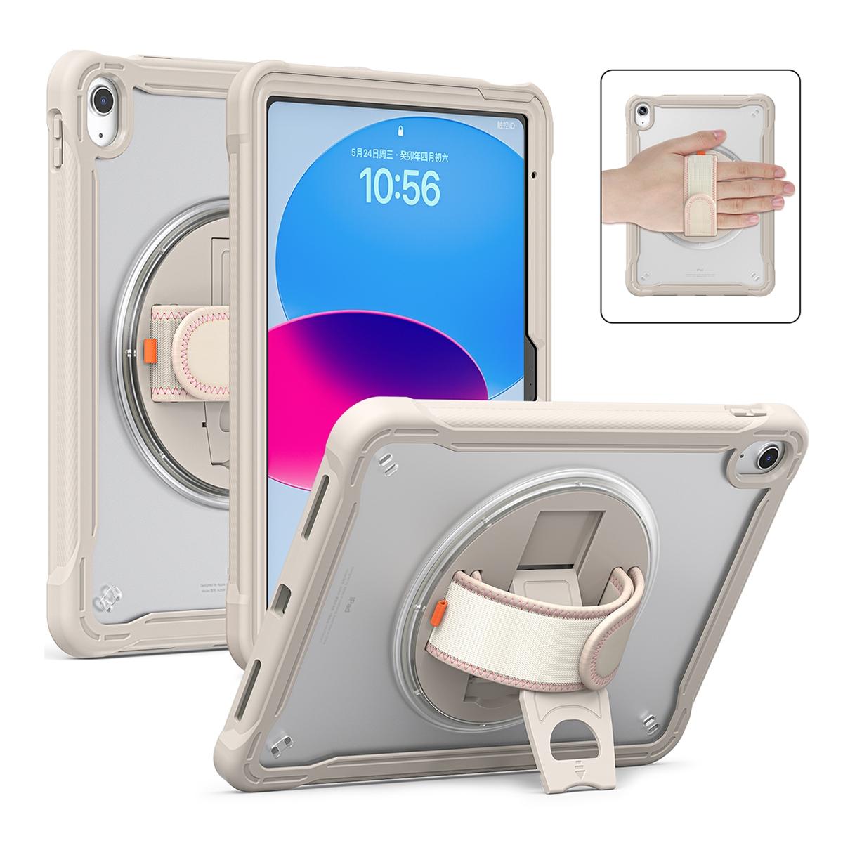 Funda 2 en 1 con soporte giratorio 360º y banda de mano para iPad 10ª gen. 2022 10.9" / iPad 11 2025 - Caqui