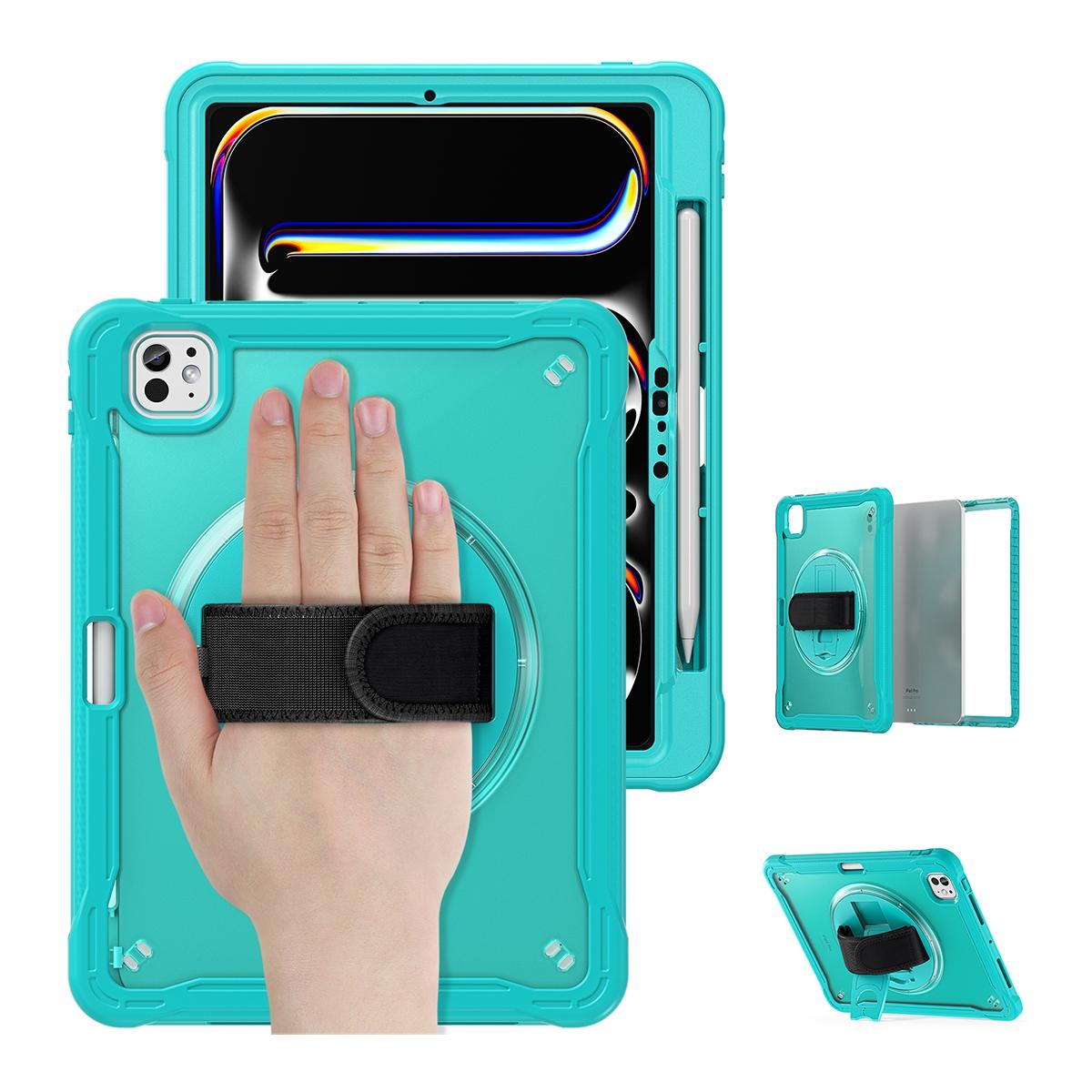 Funda 2 en 1 con soporte giratorio 360º y banda de mano para iPad Pro 11 2024/2025 - Azul claro
