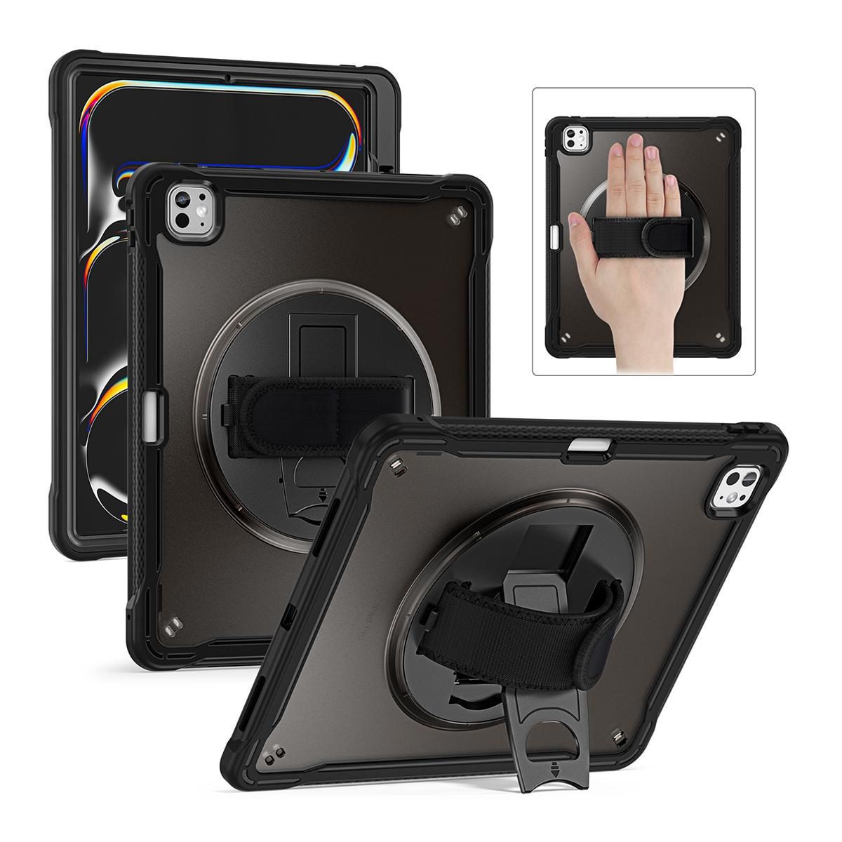 Funda 2 en 1 con soporte giratorio 360º y banda de mano para iPad Pro 13 2024/2025 - Negra