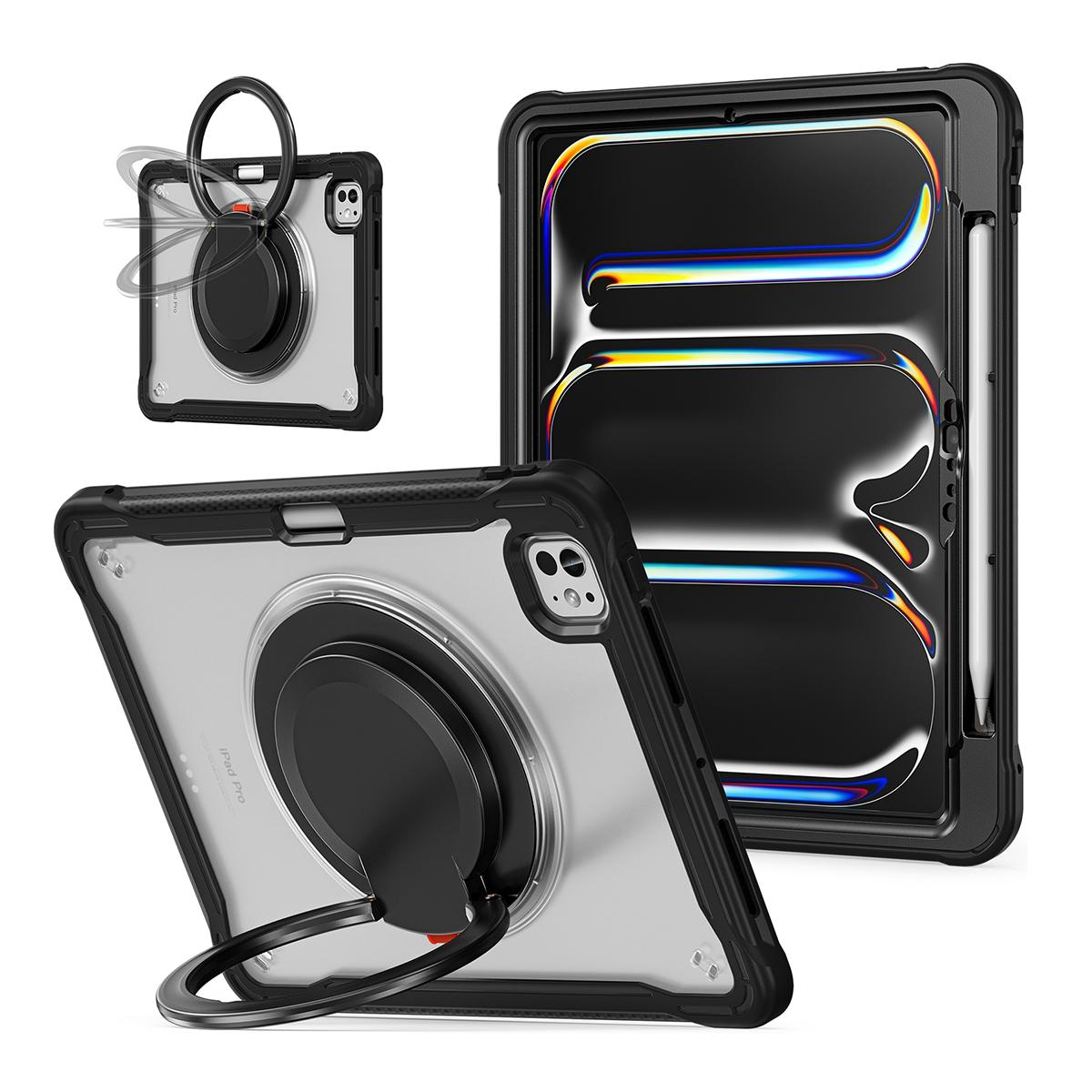Funda 2 en 1 con soporte giratorio 360º para iPad Pro 11 2024/2025 - Negra transparente