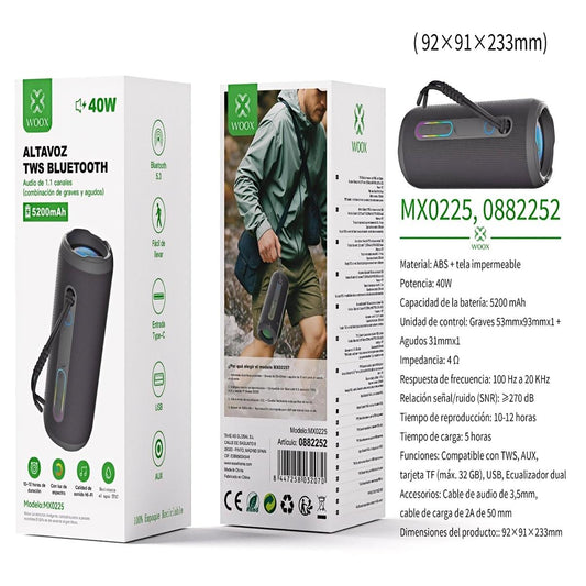 Woox MX0225 Altavoz Bluetooth 40W con Batería 5200mAh