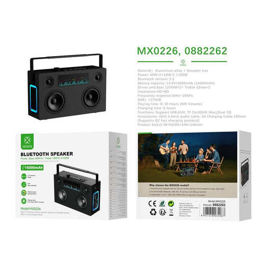 Woox MX0226 Altavoz Bluetooth 100W V5.3 Batería 4000mAh Negro