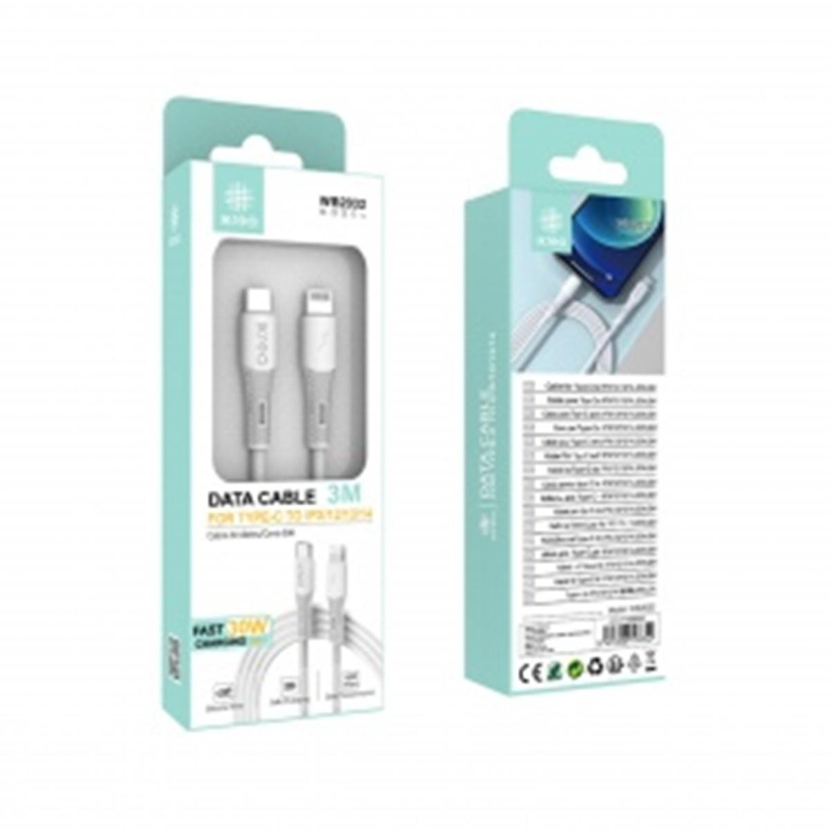 Ikrea WB2032 Cable de Carga Rápida Type-C a Lightning 30W 3M Blanco