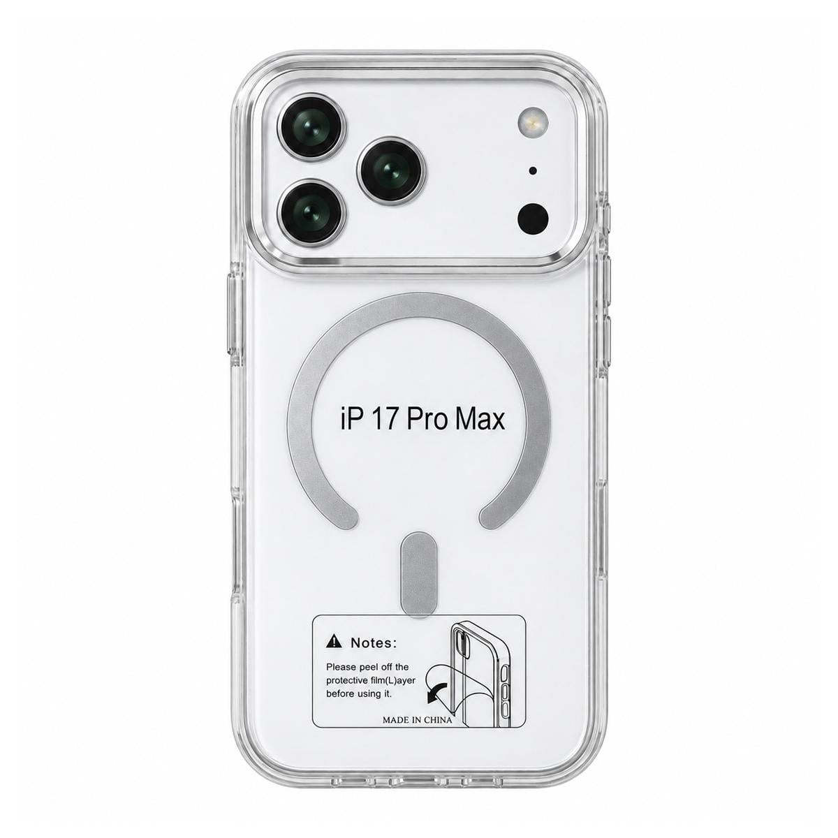 Funda magnética antigolpes transparente para iPhone 17 - Blanca